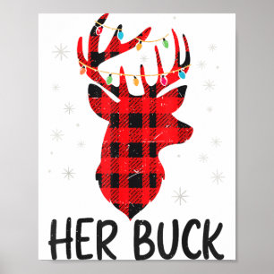 Her Buck Deer Hunting Christmas Husband Gift Coupl Poster