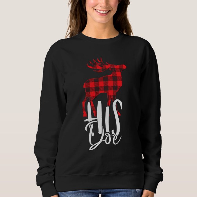 Her Buck His Doe Christmas Couple Pajama Set Sweatshirt (Front)