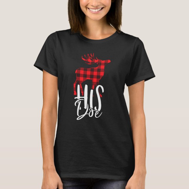 Her Buck His Doe Christmas Couple Pajama Set T-Shirt (Front)