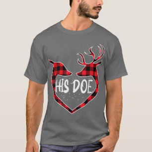 Her Buck His Doe Reindeer Xmas Pajamas Matching Co T-Shirt