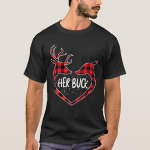 Her Buck His Doe Reindeer Xmas Pajamas Matching Co T-Shirt