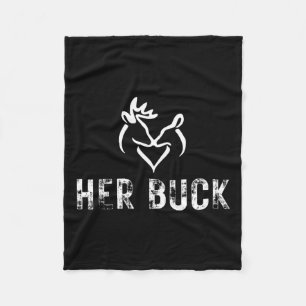 Her Buck Matching Hunting Couples Valentines Day F Fleece Blanket