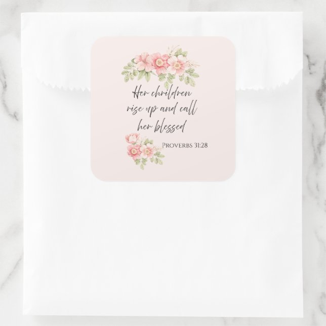 Her children rise up and call her blessed square sticker (Bag)