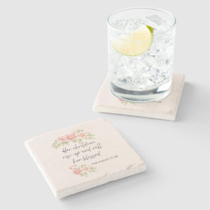 Her children rise up and call her blessed stone coaster