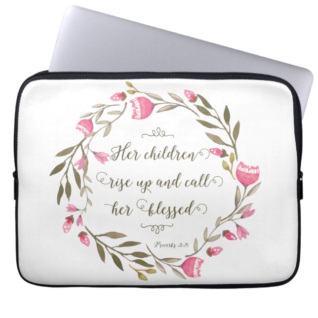 Her Children Rise Up & Call Her Blessed Laptop Sleeve (Front)