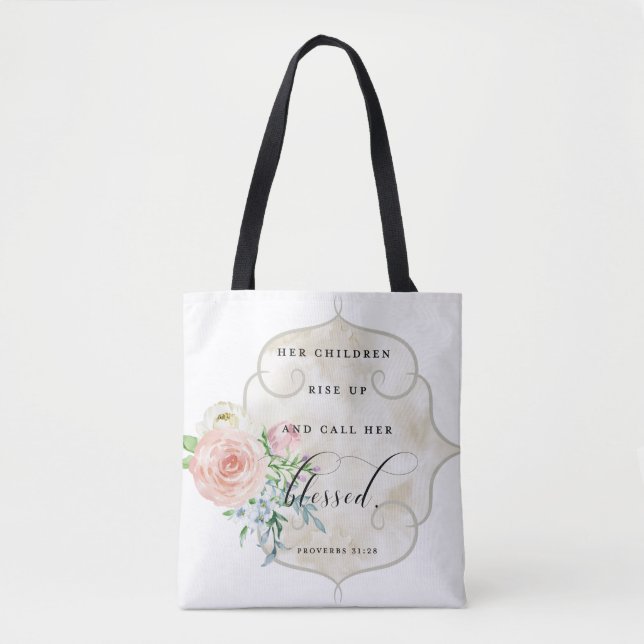 Her Children Rise Up & Call Her Blessed Tote Bag (Front)