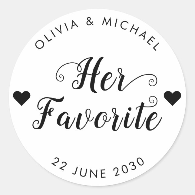 Her Favorite Bride Label Wedding Party Favor Bag (Front)