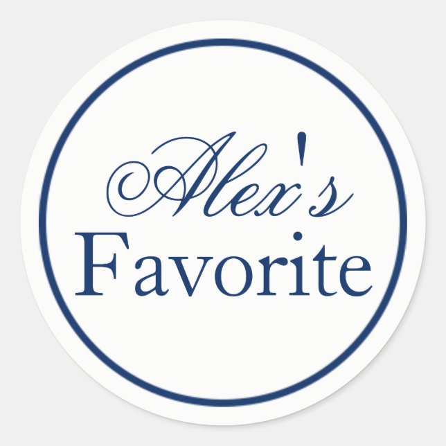 "Her Favorite" Bride Wedding Favor Sticker - Navy (Front)