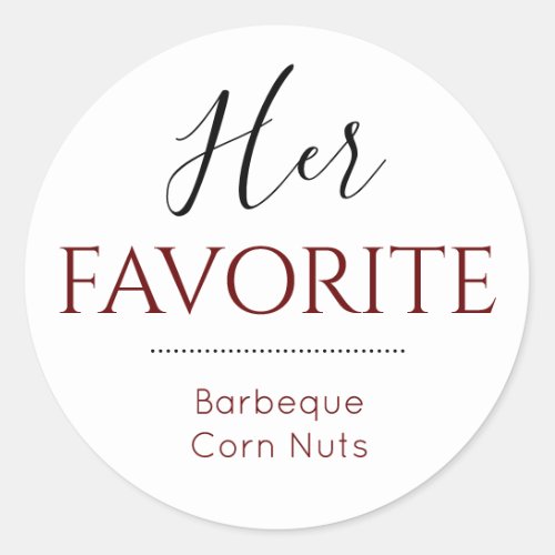 Her Favorite Brides Choice Burgundy Wedding Favor Classic Round Sticker