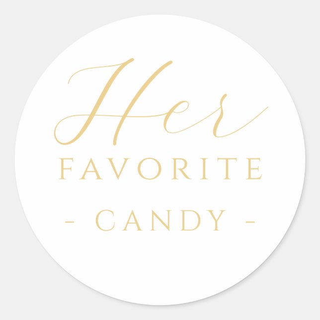 Her Favorite Candy Treat Sticker Gold Wedding (Front)