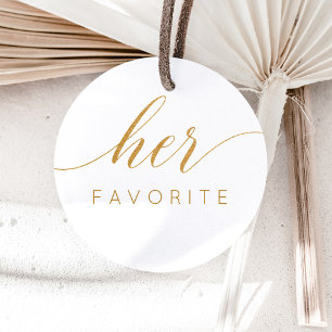 Her Favorite Faux Gold Сalligraphic Favor Gift Classic Round Sticker