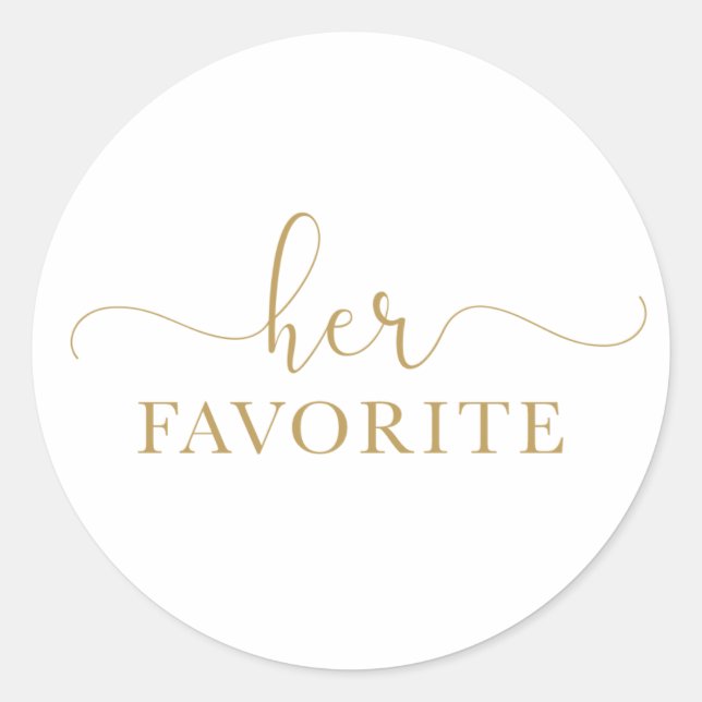 Her Favorite Gold Wedding Favor Sticker (Front)