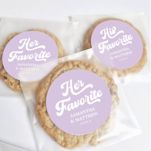 Her Favorite Light Purple Wedding Favor Classic Round Sticker