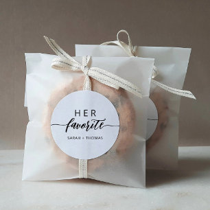 Her Favorite Modern Сalligraphic Favor Gift Classic Round Sticker