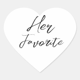 Her Favorite Modern Script Wedding Favor Heart Sticker