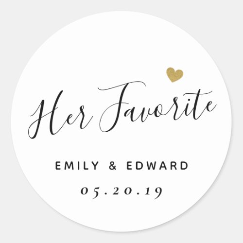 Her Favorite Personalized Wedding Favor Classic Round Sticker