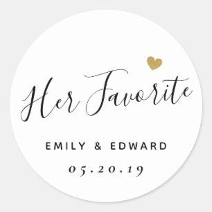 Her Favorite Personalized Wedding Favor Classic Round Sticker