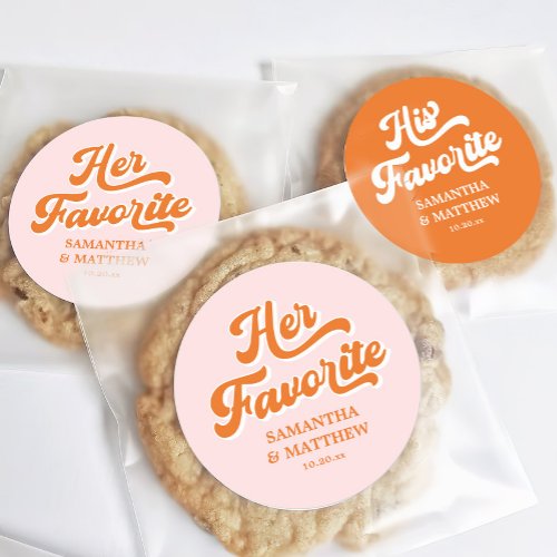 Her Favorite Retro Disco Wedding Candy Favor Classic Round Sticker