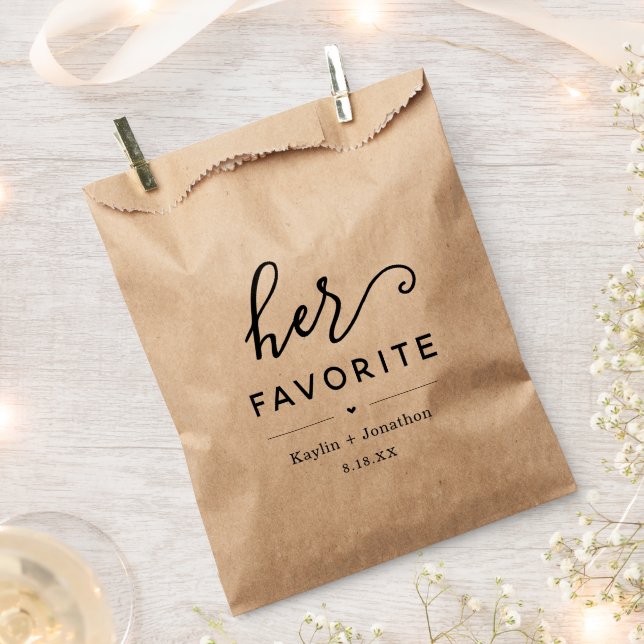 "Her Favorite" Wedding Bridal Shower Engagement Favor Bag (Clipped)