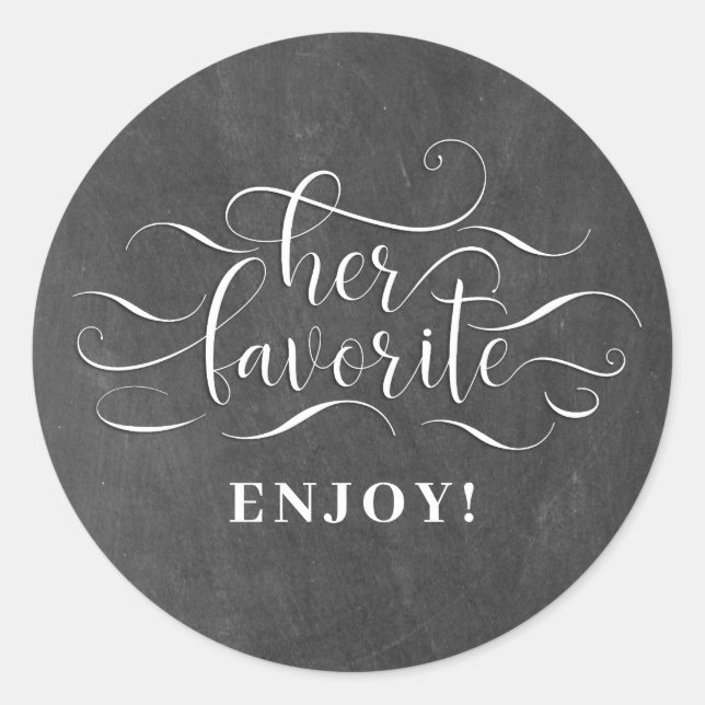 Her Favorite Wedding Favor Classic Round Sticker (Front)