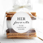 Her Favorite Wedding Favor Editable Round Stickers<br><div class="desc">Add these customizable labels to your favor wedding favor treats! Create his and her round circle stickers. Let all your wedding guests know your favorite treats.</div>