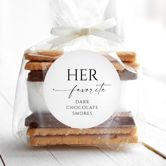 Her Favorite Wedding Favor Editable Round Stickers (Creator Uploaded)