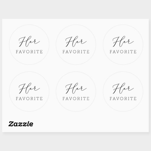 Her Favorite Wedding Favor Script Calligraphy Classic Round Sticker ...