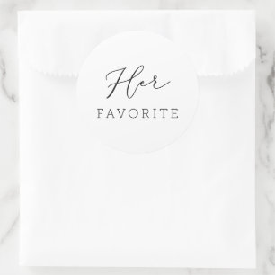 Her Favorite Wedding Favor Script Calligraphy Classic Round Sticker