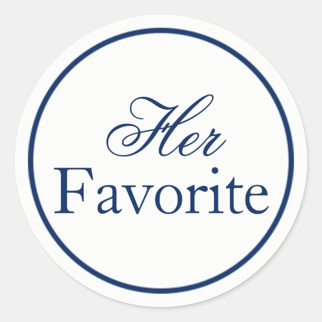 "Her Favorite" Wedding Favor Sticker - Navy (Front)