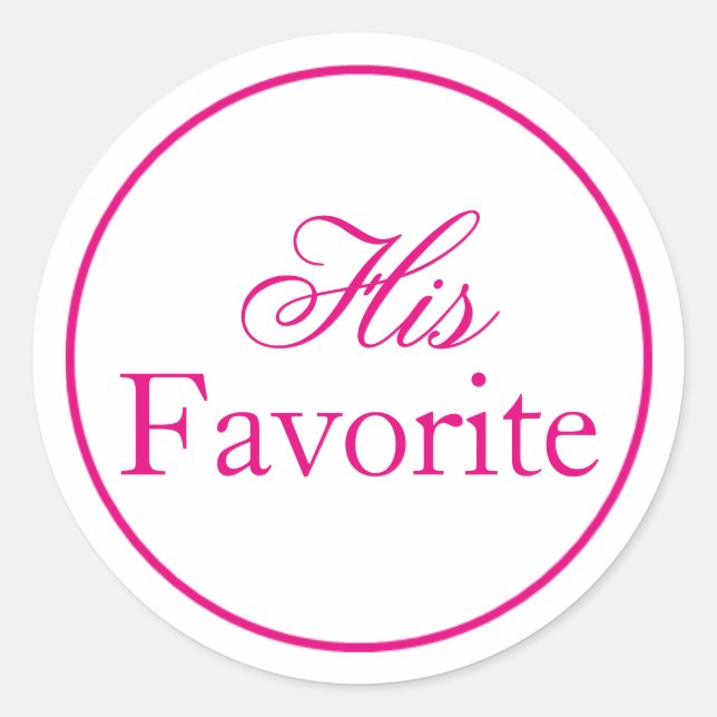 "Her Favorite" Wedding Favor Sticker - Pink (Front)