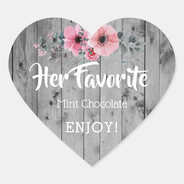 Her Favorite Wedding Favor Sticker Rustic Bride (Front)
