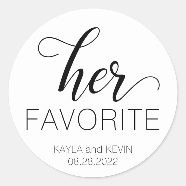 Her Favorite Wedding Favors Sticker (Front)