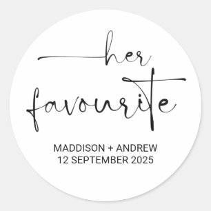 Her Favorite Wedding Reception Favors Guests Classic Round Sticker