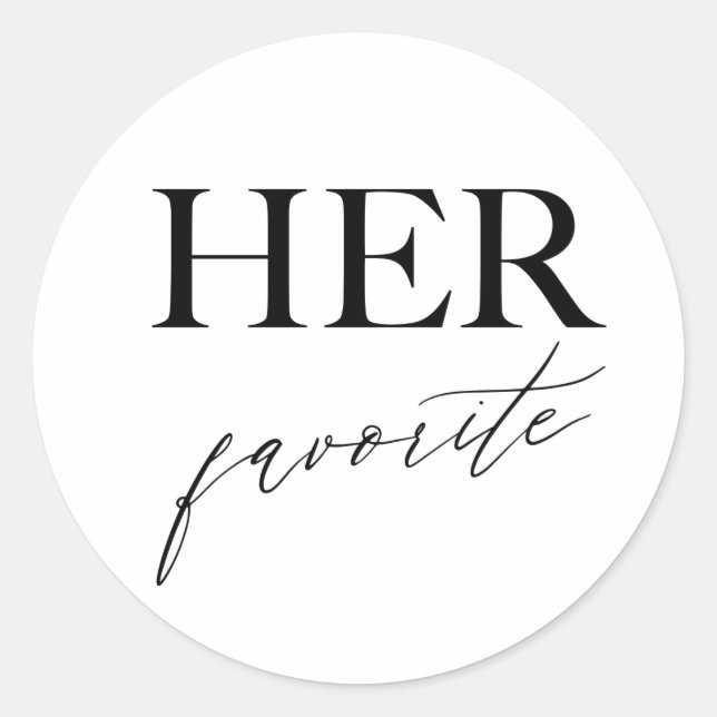 Her Favorite Wedding Snack Treat Bag Sticker (Front)