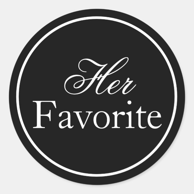 "Her Favorite" Wedding Sticker Black and White (Front)