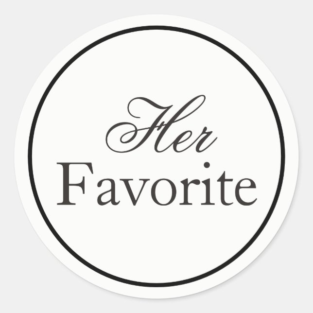 "Her Favorite" Wedding Sticker Black and White (Front)