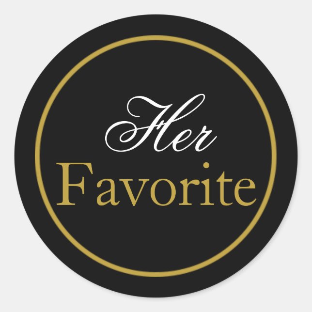 "Her Favorite" Wedding Sticker Blush Black Gold (Front)