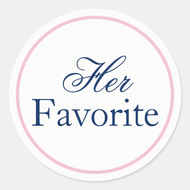 "Her Favorite" Wedding Sticker Blush Pink/Navy (Front)