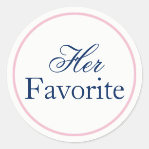 "Her Favorite" Wedding Sticker Blush Pink/Navy