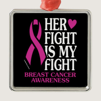 Her Fight...Breast Cancer Metal Ornament