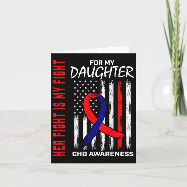 Her Fight Chd Awareness Daughter American Flag Byc Card (Front)