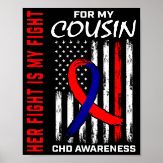 Her Fight Cousin Chd Awareness American Flag Graph Poster