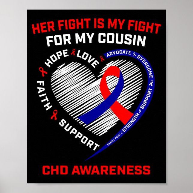 Her Fight Cousin Chd Awareness Heart Disease Graph Poster (Front)