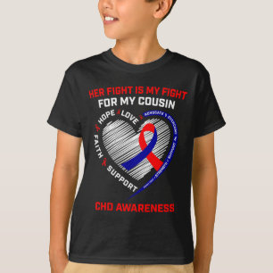 Her Fight Cousin Chd Awareness Heart Disease Graph T-Shirt