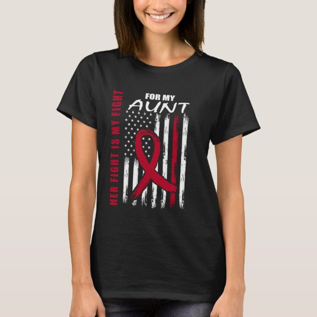 Her Fight Is My Fight Aunt Multiple Myeloma Ribbon T-Shirt (Front)