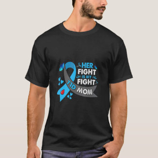 Her Fight Is My Fight Blue Ribbon Mom Diabetes  T-Shirt