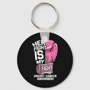 Her Fight Is My Fight Boxing Gloves Breast Cancer  Keychain
