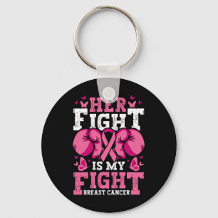 Her Fight Is My Fight Boxing Gloves Breast Cancer  Keychain