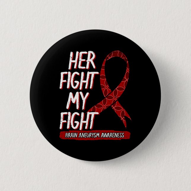 Her Fight Is My Fight Brain Aneurysm Awareness Fig Button (Front)