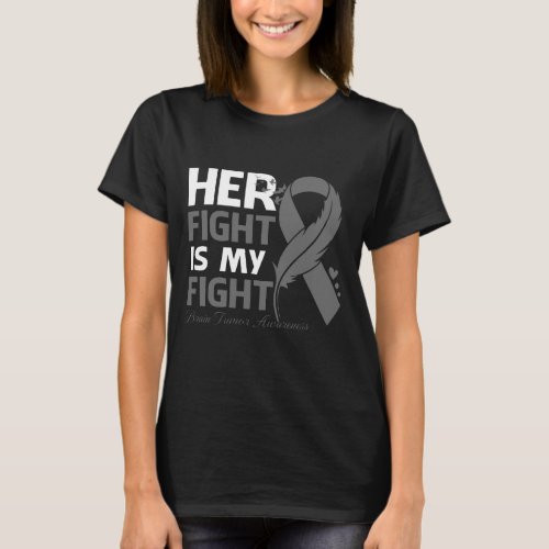 Her Fight Is My Fight BRAIN TUMOR AWARENESS Feathe T_Shirt